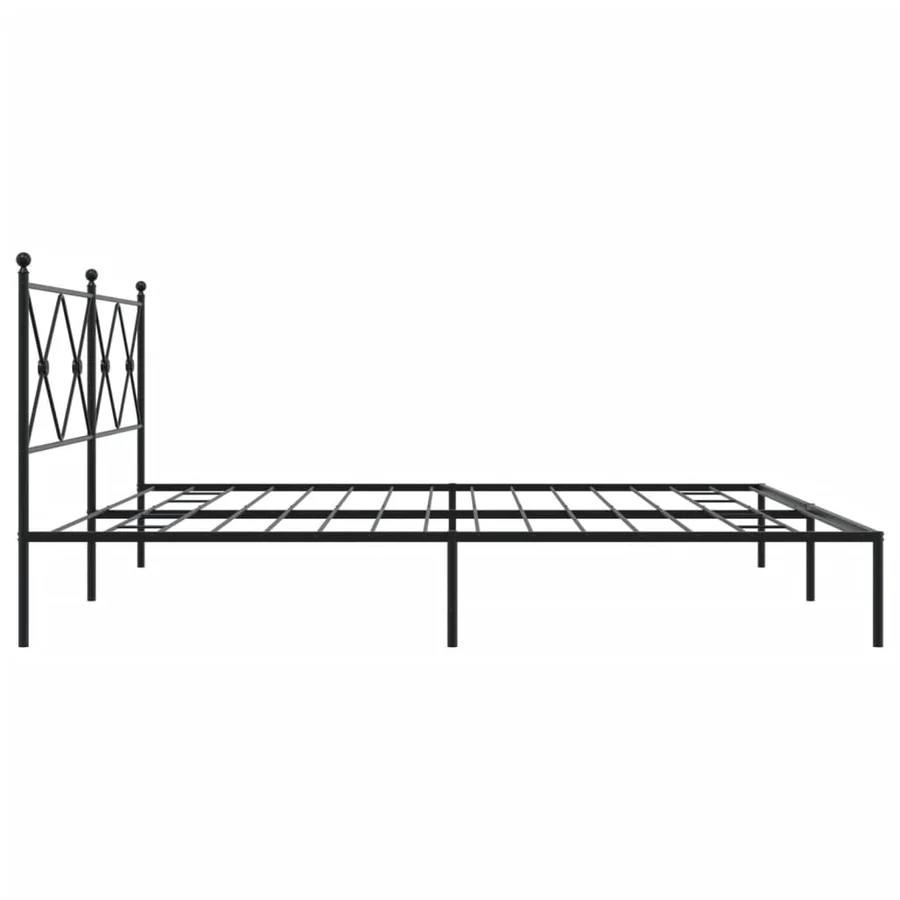 Cadre de lit métal sans matelas avec tête de lit noir 200x200cm - 5