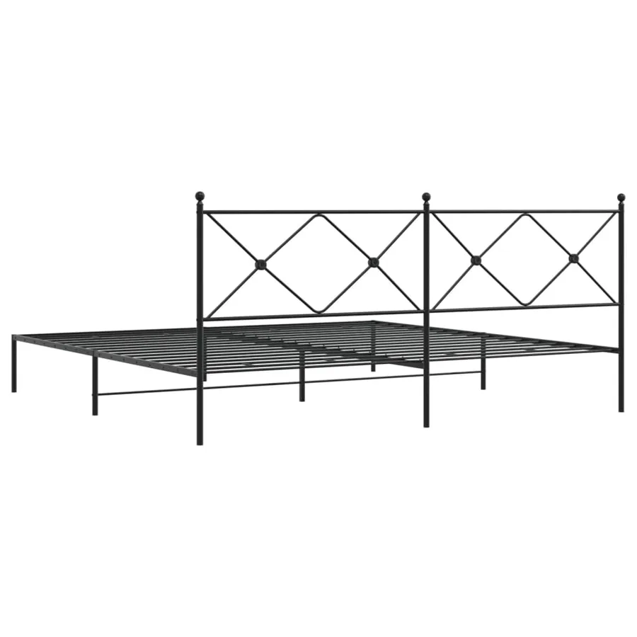 Cadre de lit métal sans matelas avec tête de lit noir 200x200cm - 6
