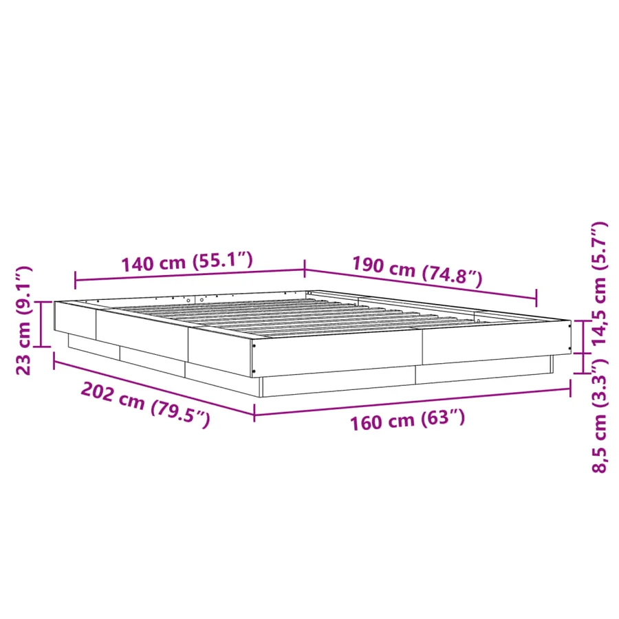 Cadre de lit sans matelas blanc 140x190 cm - 10
