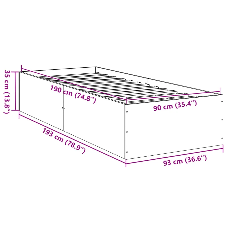 Cadre de lit sans matelas blanc 90x190 cm - 10