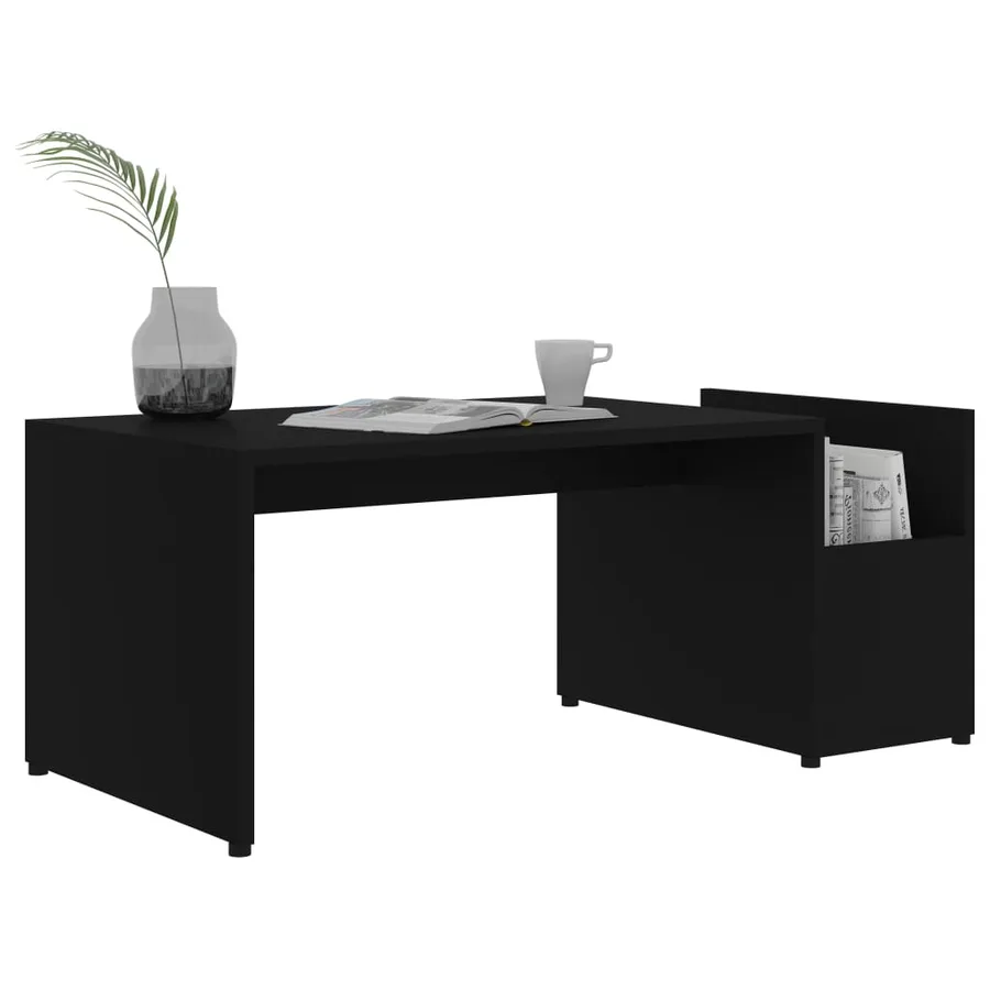 Table basse Noir 90x45x35 cm bois d’ingénierie - 3
