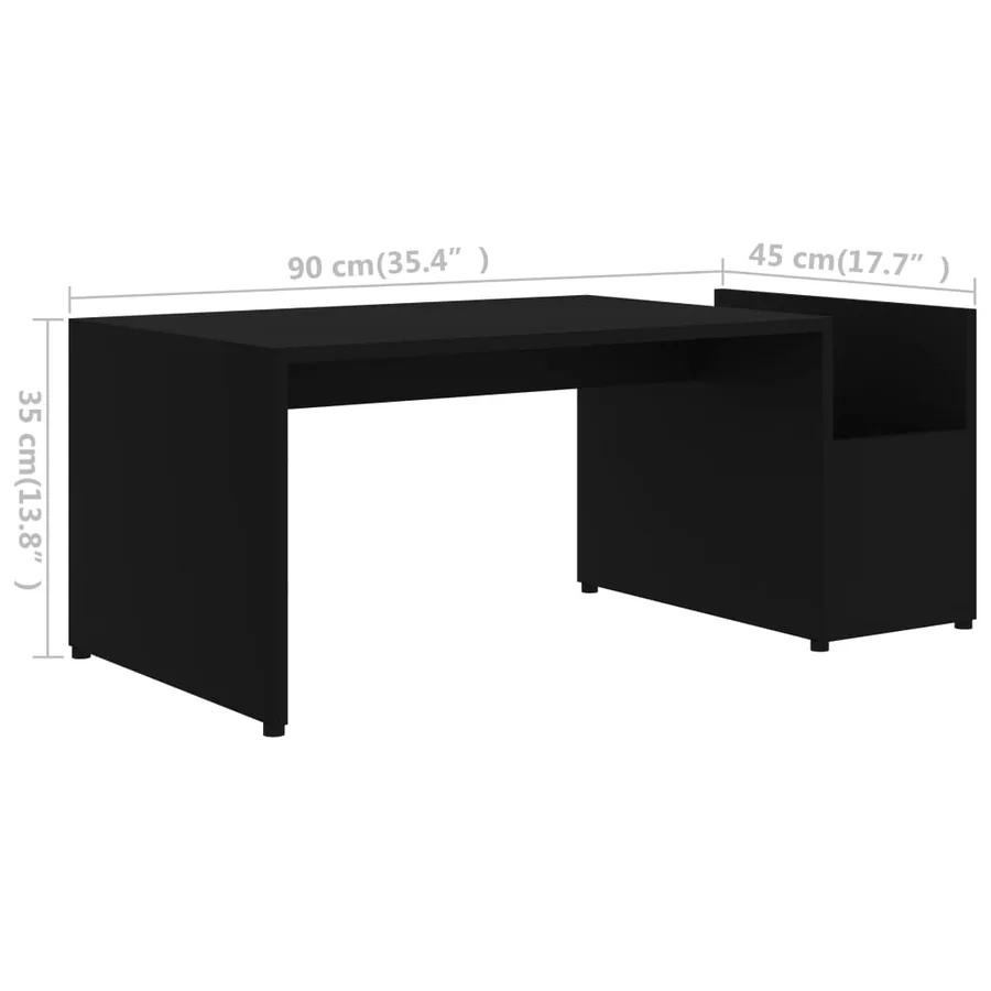 Table basse Noir 90x45x35 cm bois d’ingénierie - 6