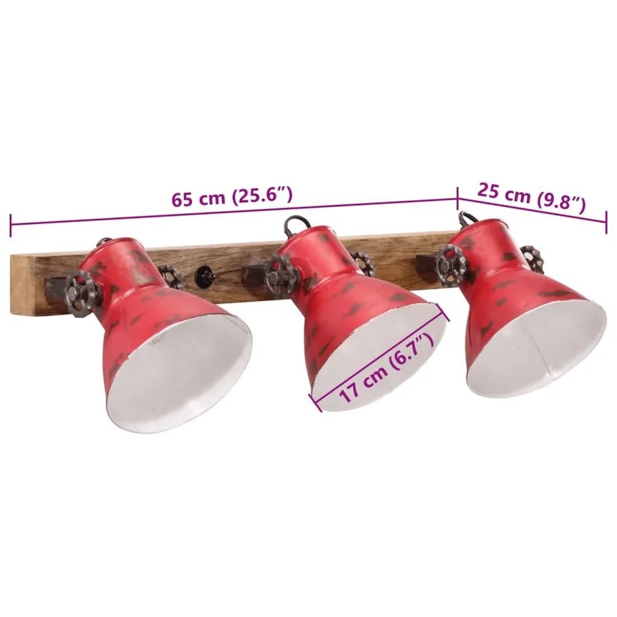 Lampe murale 25 W rouge délavé 65x25 cm E27 - 8