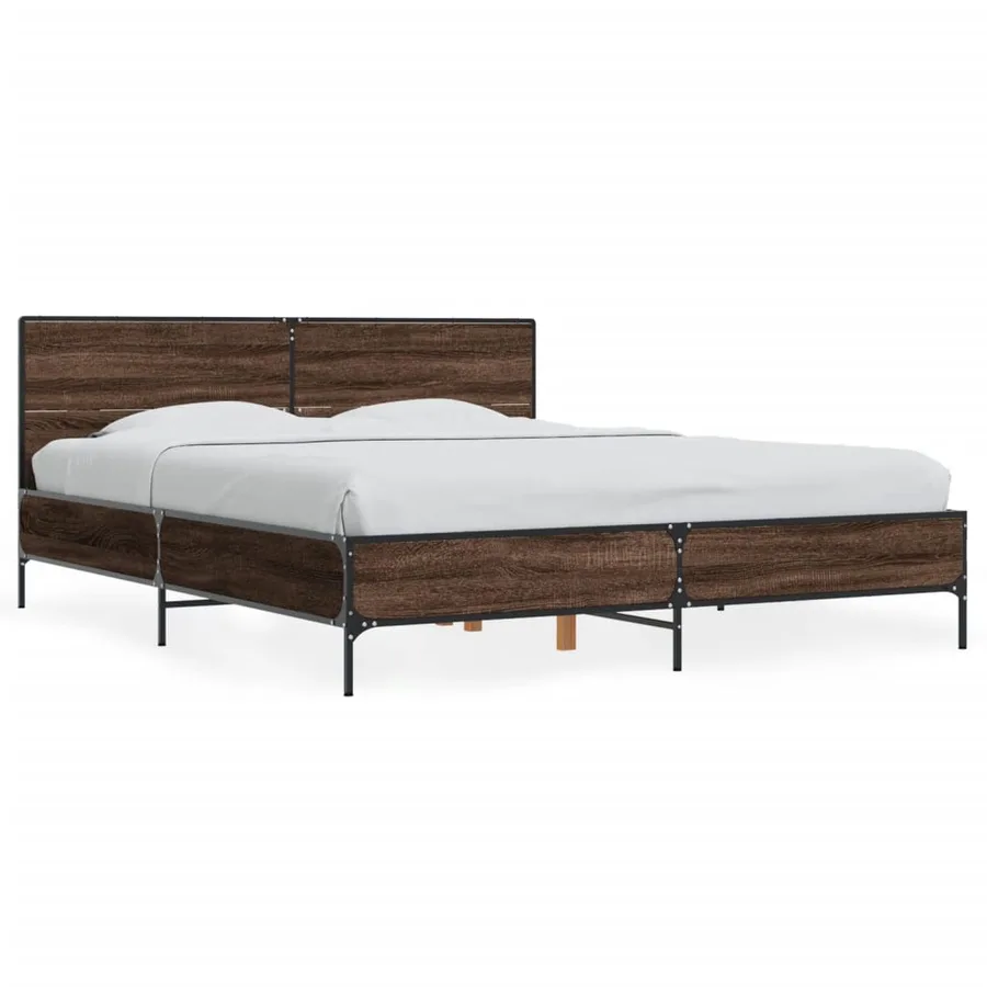 Cadre de lit sans matelas chêne marron 150x200 cm - 2