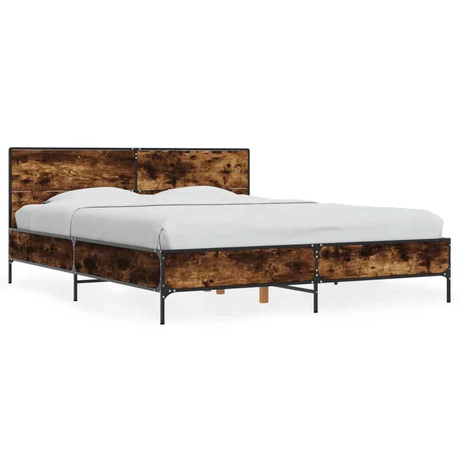 Cadre de lit sans matelas chêne fumé 150x200 cm - 2