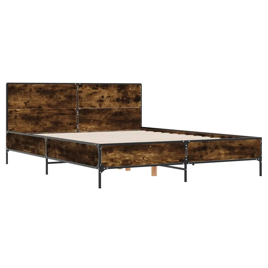 Cadre de lit sans matelas chêne fumé 150x200 cm - 3