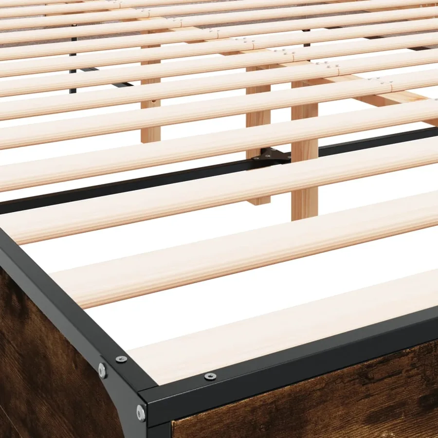 Cadre de lit sans matelas chêne fumé 150x200 cm - 7