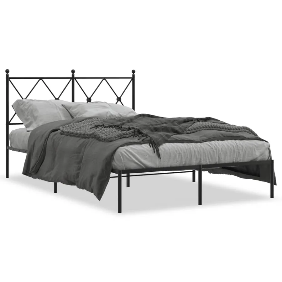 Cadre de lit métal sans matelas avec tête de lit noir 120x200cm - 2