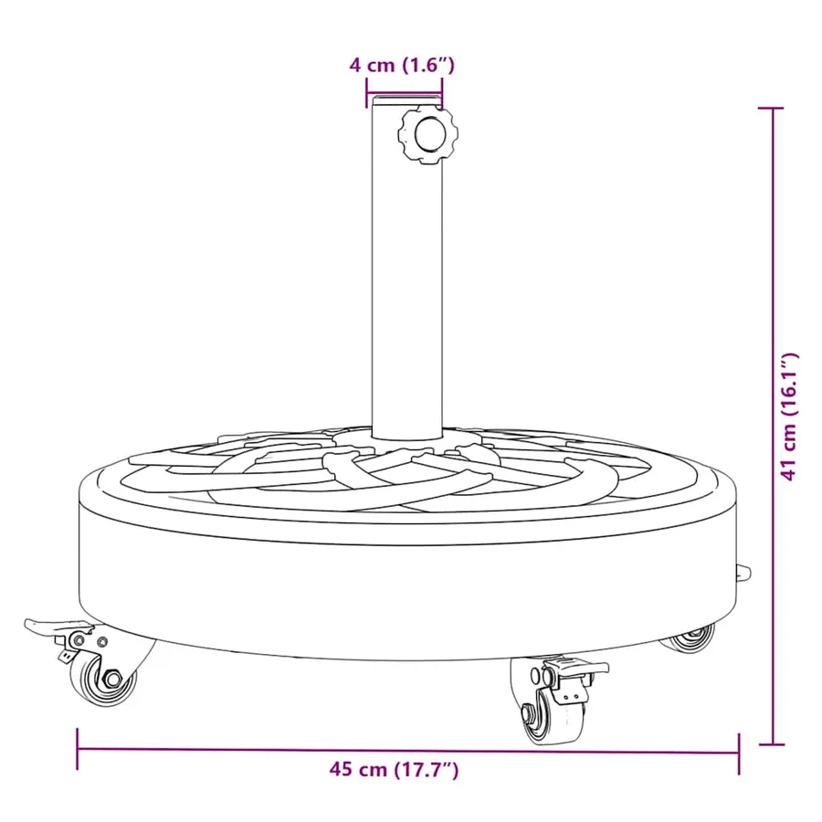 Base de parasol avec roues pour mâts Ø38 / 48 mm 27 kg rond - 8