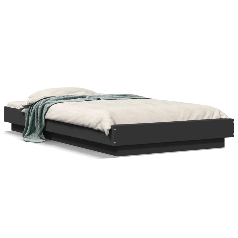 Cadre de lit avec lumières LED sans matelas noir 100x200 cm - 2