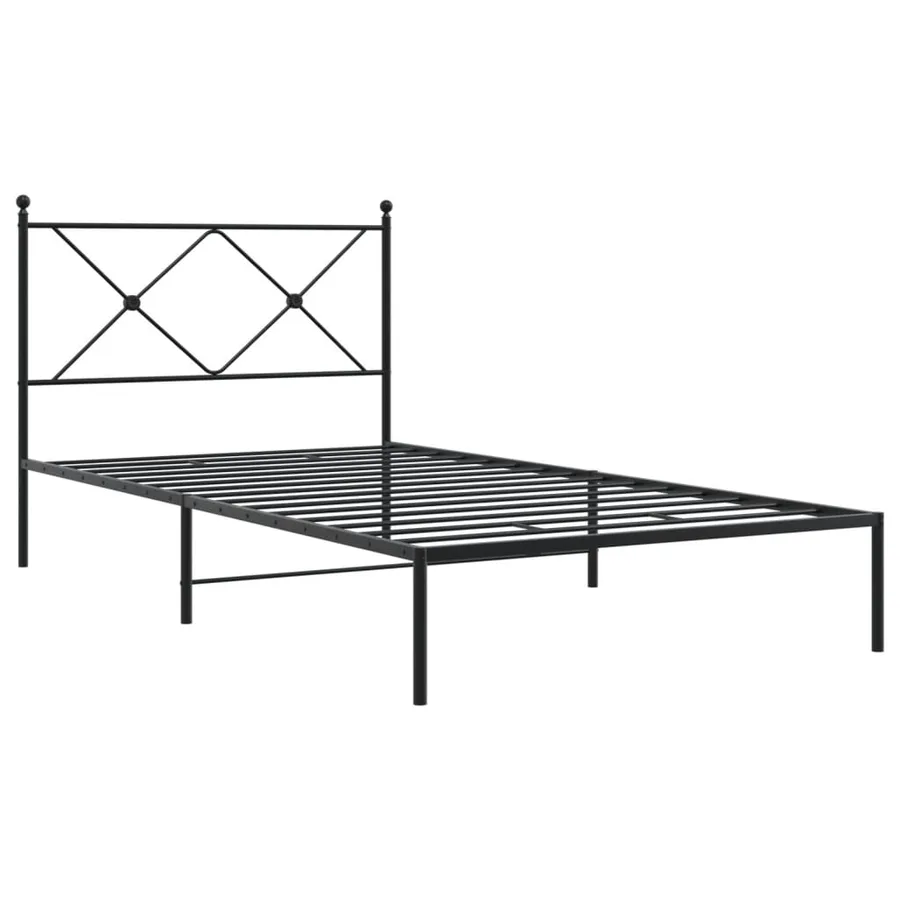 Cadre de lit métal sans matelas avec tête de lit noir 107x203cm - 3