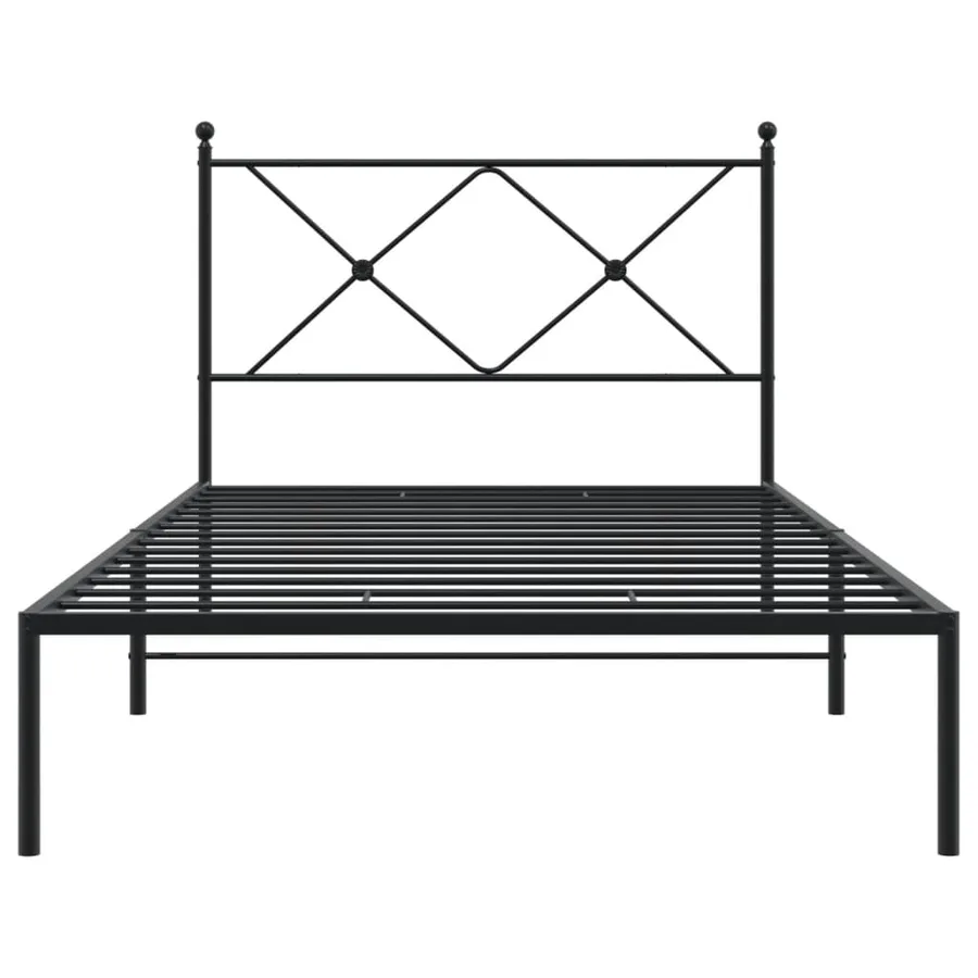 Cadre de lit métal sans matelas avec tête de lit noir 107x203cm - 4
