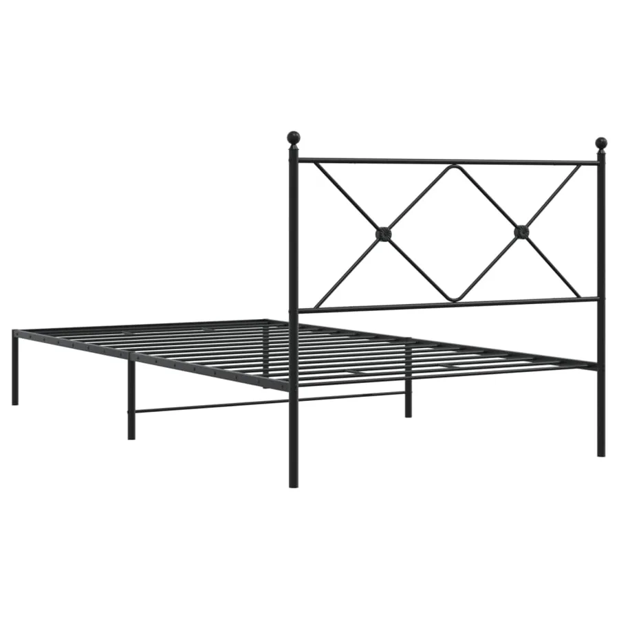 Cadre de lit métal sans matelas avec tête de lit noir 107x203cm - 6