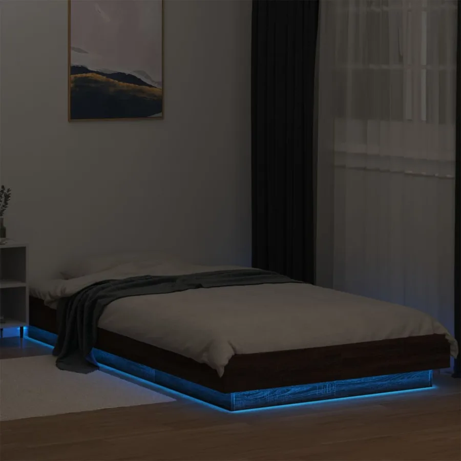 Cadre de lit avec lumières LED sans matelas 100x200 cm - 4