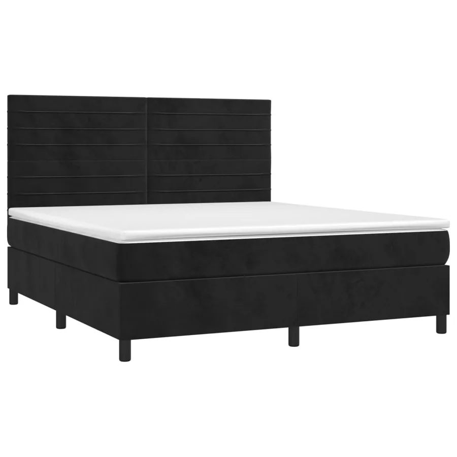 Sommier à lattes de lit avec matelas LED Noir 160x200cm Velours - 3