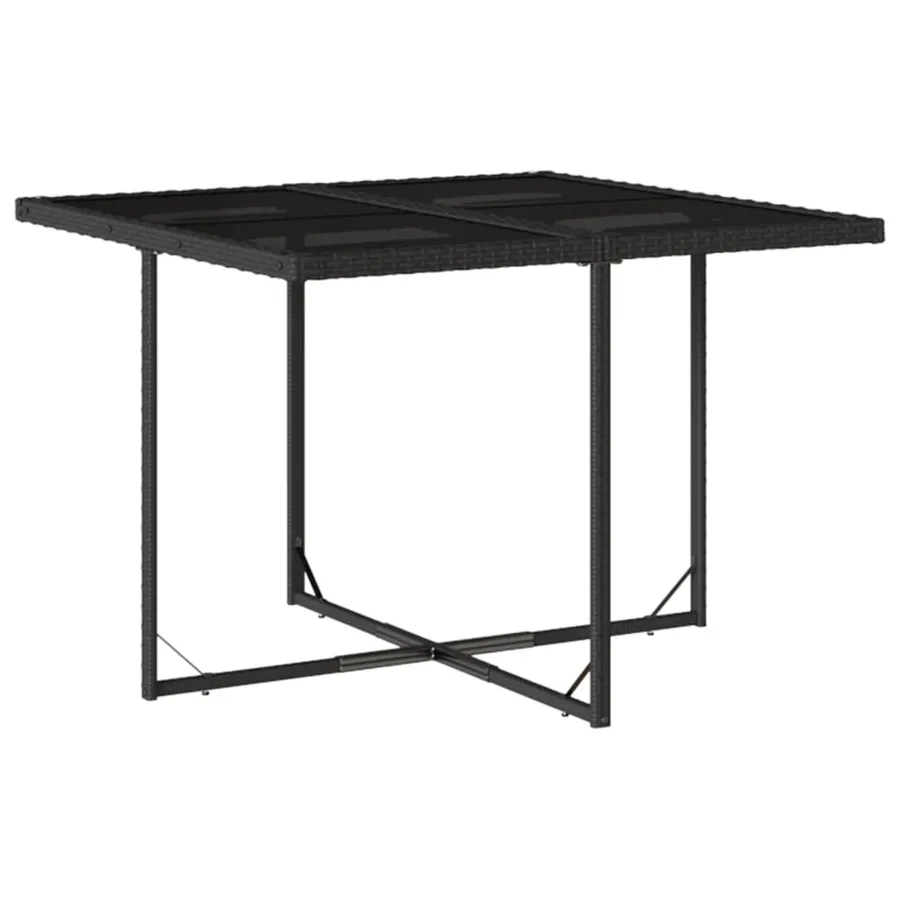 Ensemble à manger de jardin 9pcs coussins noir résine tressée - 4