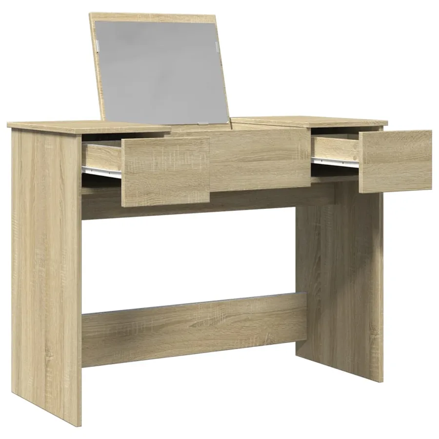 Coiffeuse avec miroir chêne sonoma 100x45x76 cm - 4
