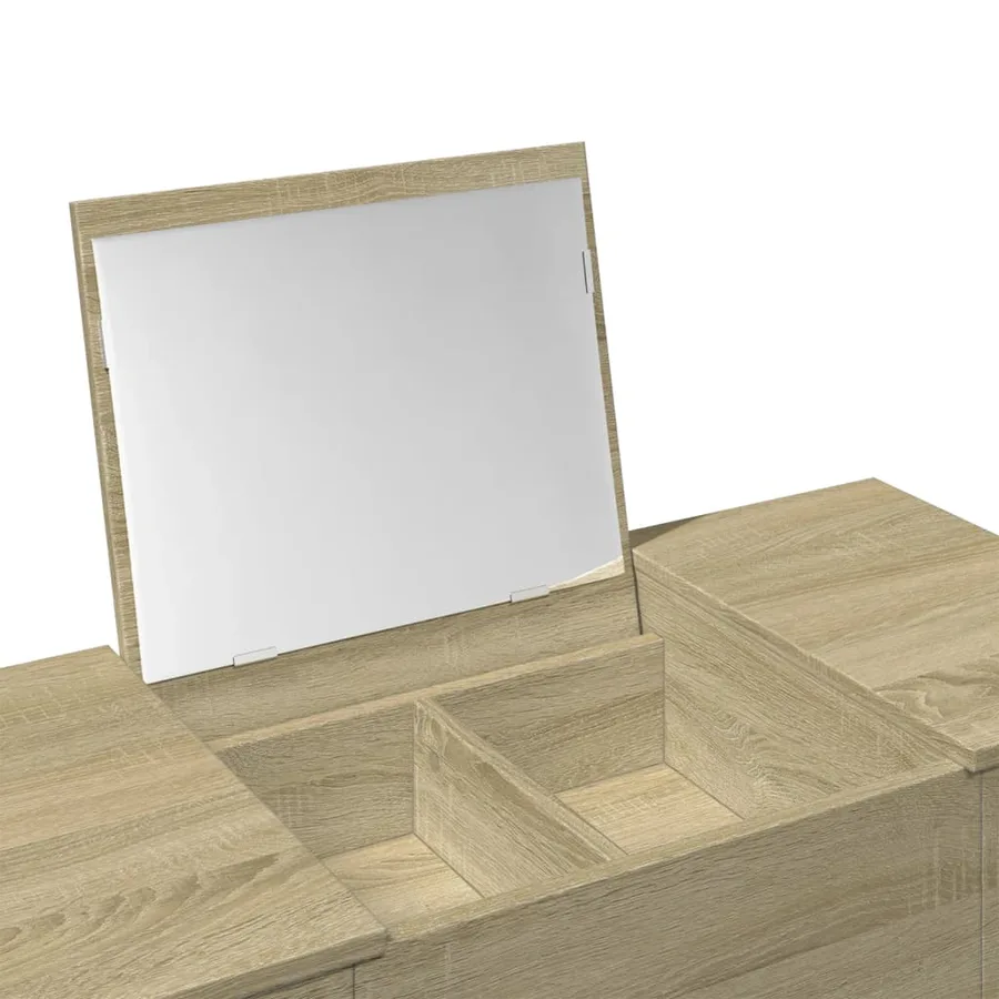 Coiffeuse avec miroir chêne sonoma 100x45x76 cm - 8