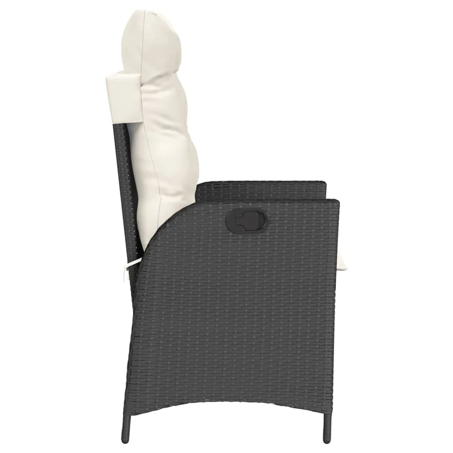 Ensemble de bistro 3 pcs avec coussins noir résine tressée - 6