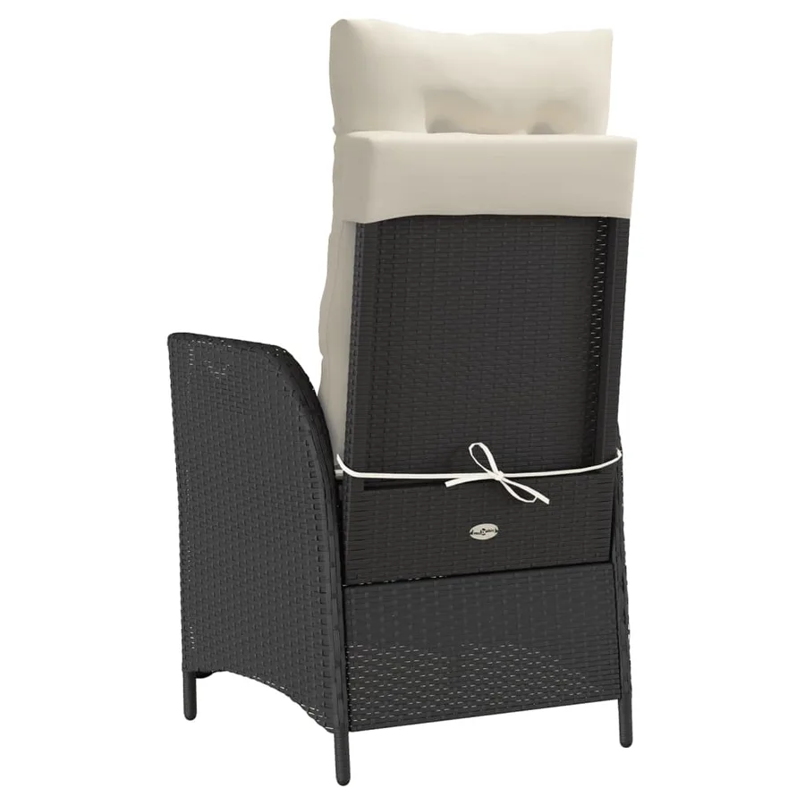 Ensemble de bistro 3 pcs avec coussins noir résine tressée - 7