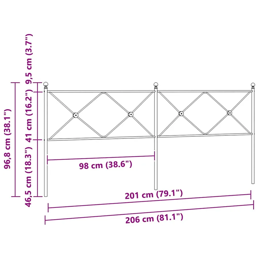 Tête de lit de remplacement métal noir 200 cm - 6