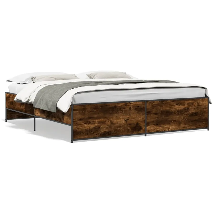 Cadre de lit sans matelas chêne fumé 180x200 cm - 2