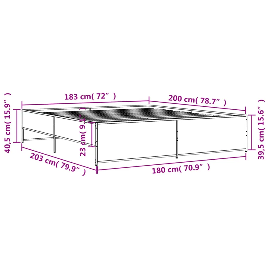 Cadre de lit sans matelas chêne fumé 180x200 cm - 9