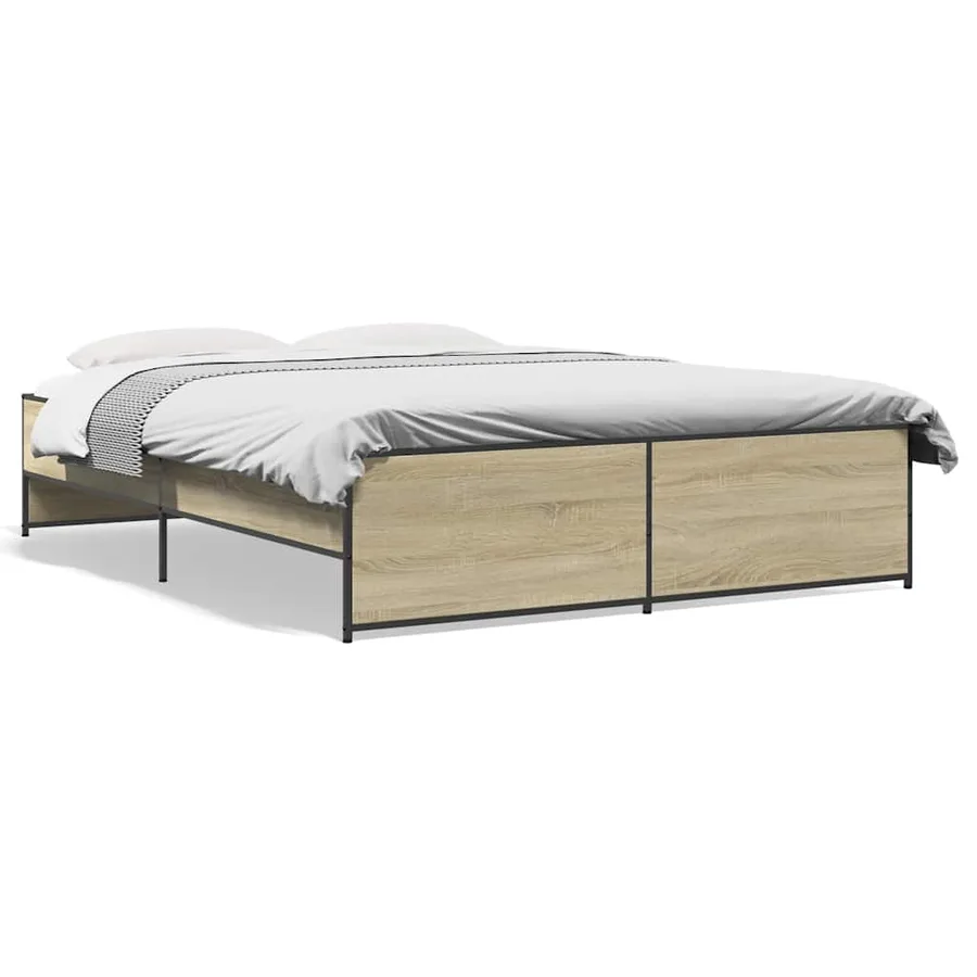 Cadre de lit sans matelas chêne sonoma 150x200 cm - 2