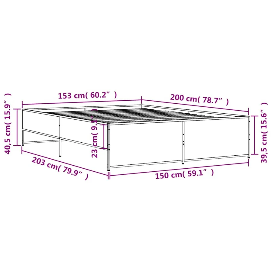 Cadre de lit sans matelas chêne sonoma 150x200 cm - 9