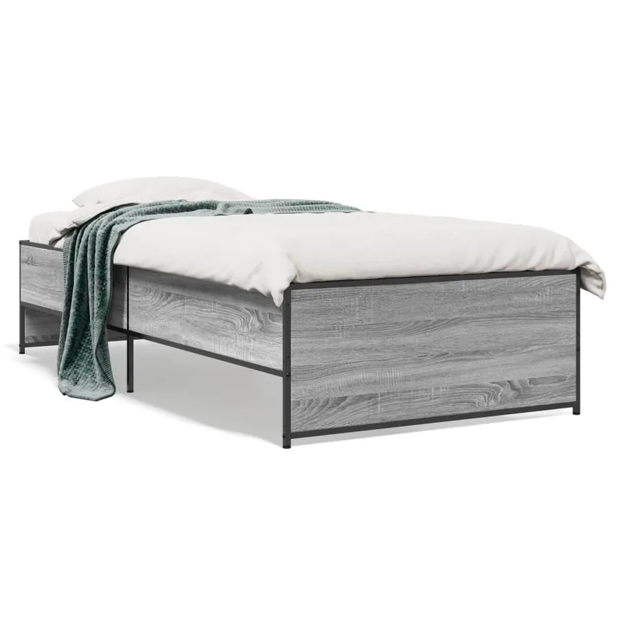 Cadre de lit sans matelas sonoma gris 75x190 cm - 2
