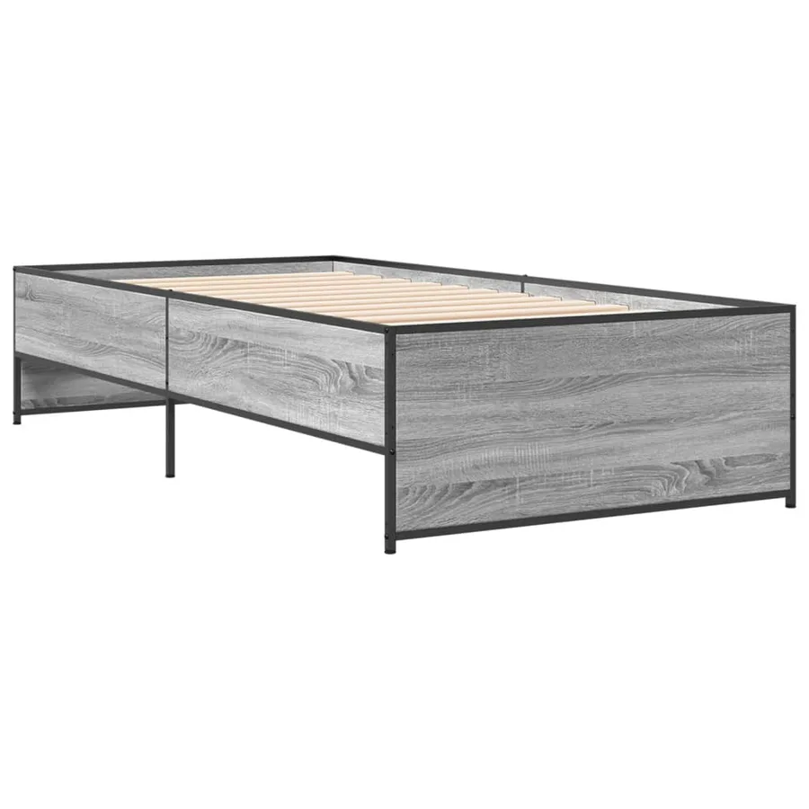 Cadre de lit sans matelas sonoma gris 75x190 cm - 3