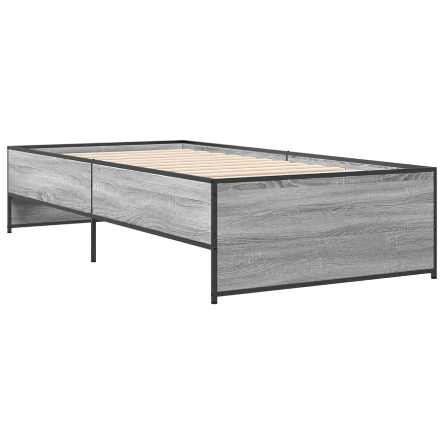 Cadre de lit sans matelas sonoma gris 75x190 cm - 6