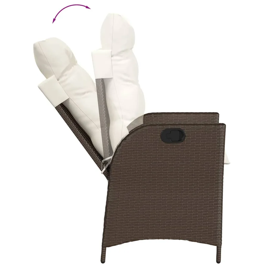 Ensemble à manger de jardin et coussins 9 pcs marron poly rotin - 4