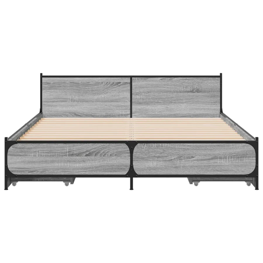 Cadre de lit avec tiroirs sans matelas sonoma gris 135x190 cm - 4
