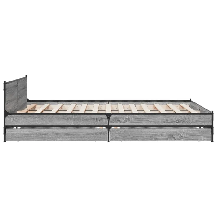 Cadre de lit avec tiroirs sans matelas sonoma gris 135x190 cm - 5