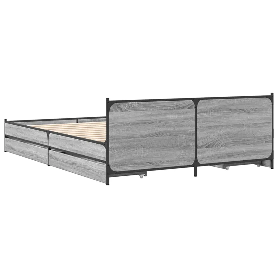 Cadre de lit avec tiroirs sans matelas sonoma gris 135x190 cm - 6