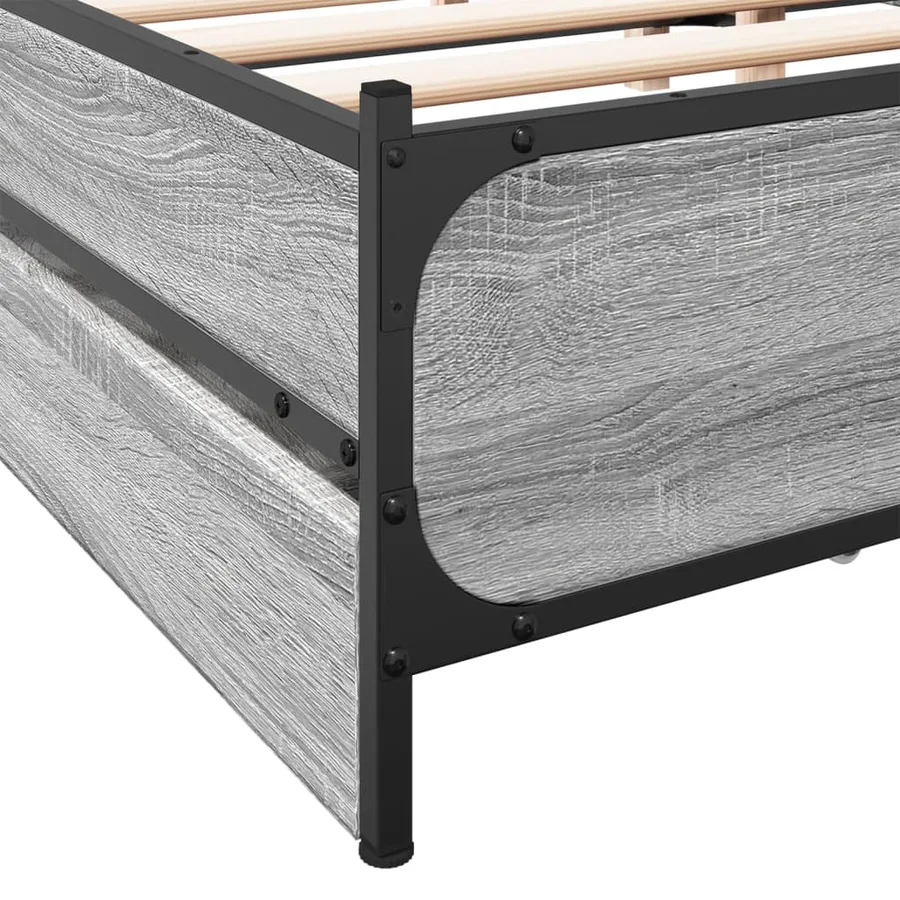 Cadre de lit avec tiroirs sans matelas sonoma gris 135x190 cm - 8