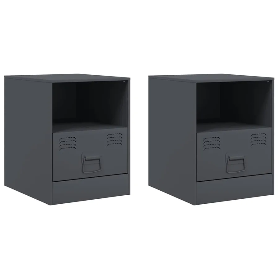Tables de chevet 2 pcs anthracite 34,5x39x44 cm acier - 2