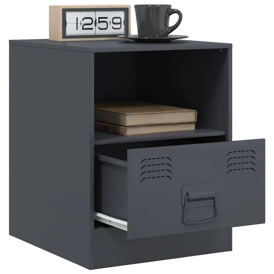 Tables de chevet 2 pcs anthracite 34,5x39x44 cm acier - 4