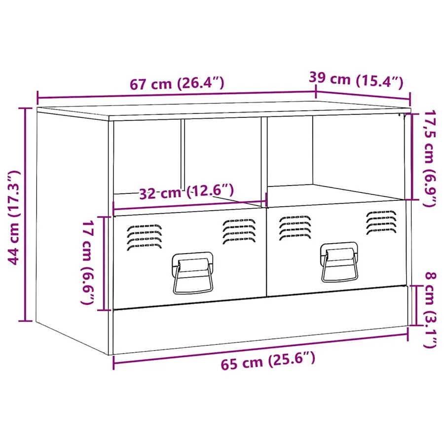 Meuble TV blanc 67x39x44 cm acier - 14