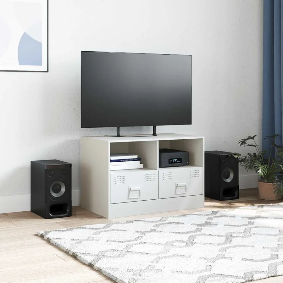 Meuble TV blanc 67x39x44 cm acier - 3