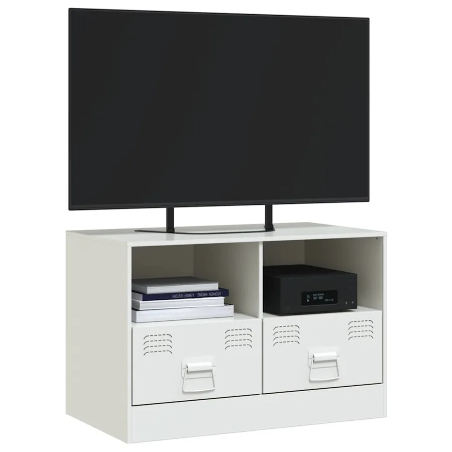 Meuble TV blanc 67x39x44 cm acier - 4