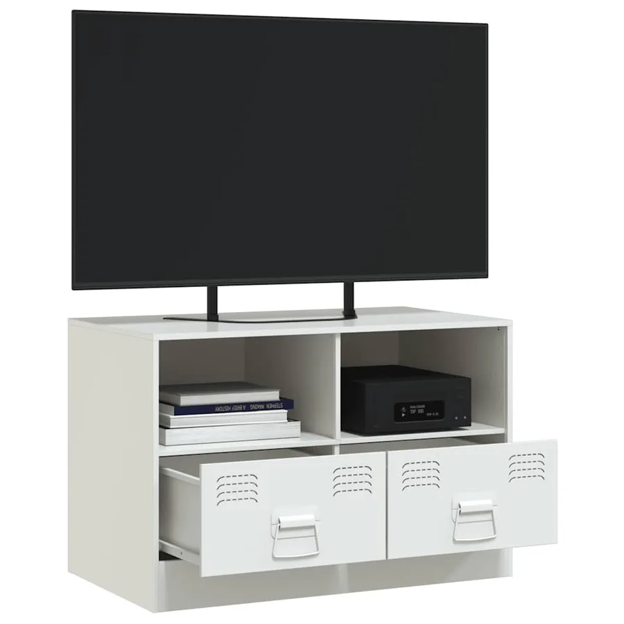 Meuble TV blanc 67x39x44 cm acier - 5