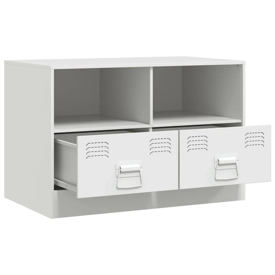 Meuble TV blanc 67x39x44 cm acier - 7