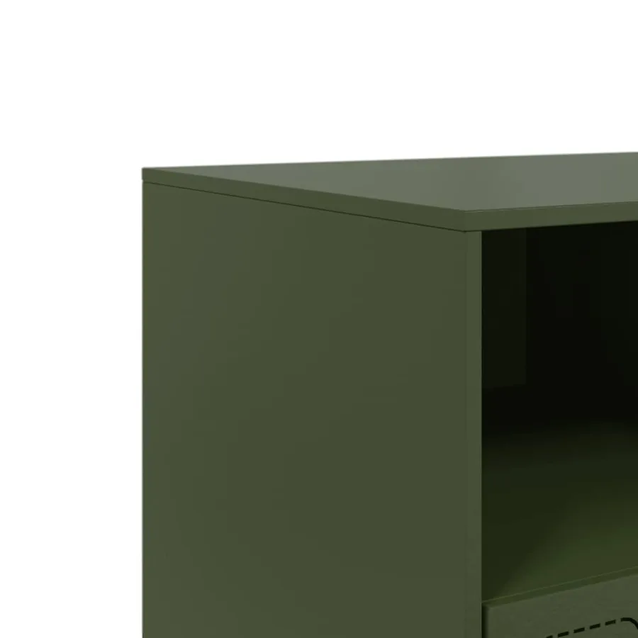 Meuble TV vert olive 99x39x44 cm acier - 10