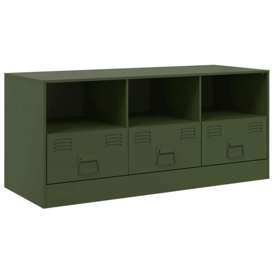 Meuble TV vert olive 99x39x44 cm acier - 2