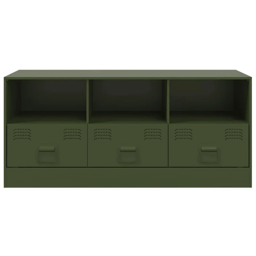 Meuble TV vert olive 99x39x44 cm acier - 6