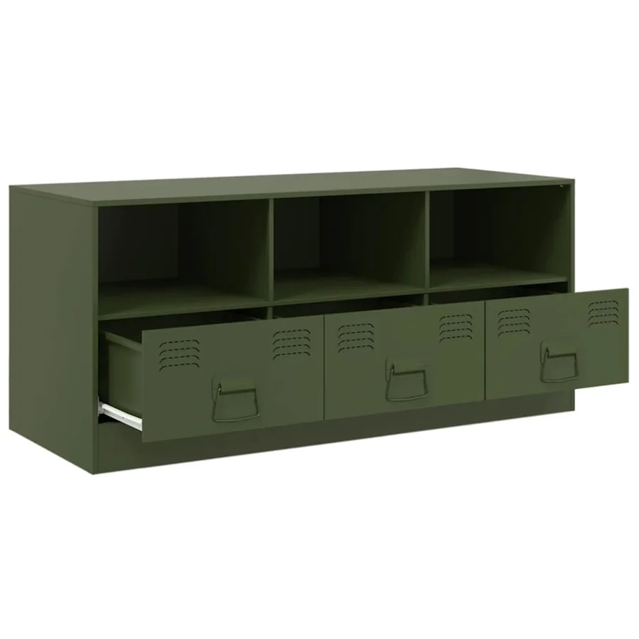 Meuble TV vert olive 99x39x44 cm acier - 7