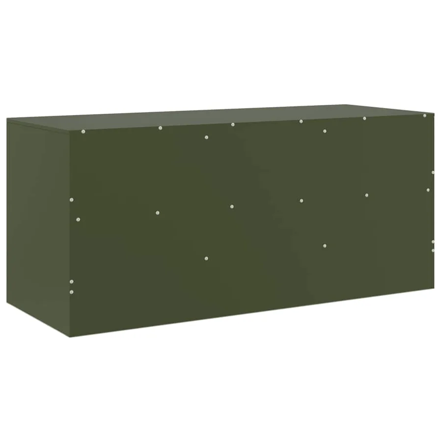 Meuble TV vert olive 99x39x44 cm acier - 9