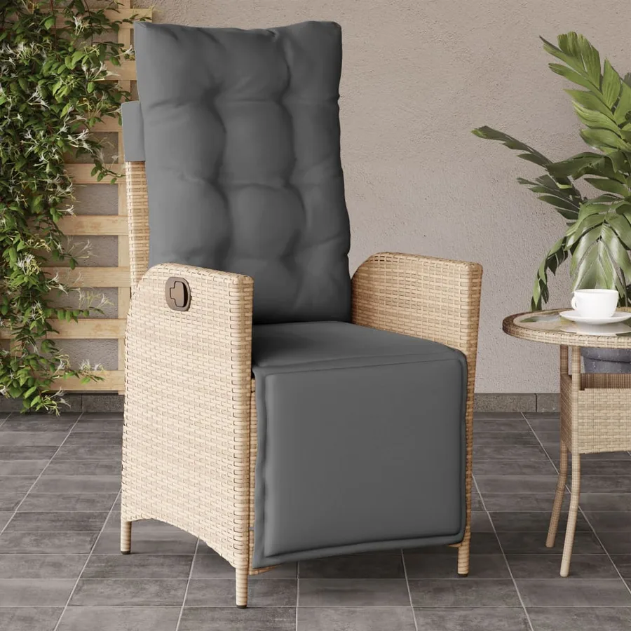 Chaises inclinables de jardin lot de 2 avec repose-pied rotin - 3